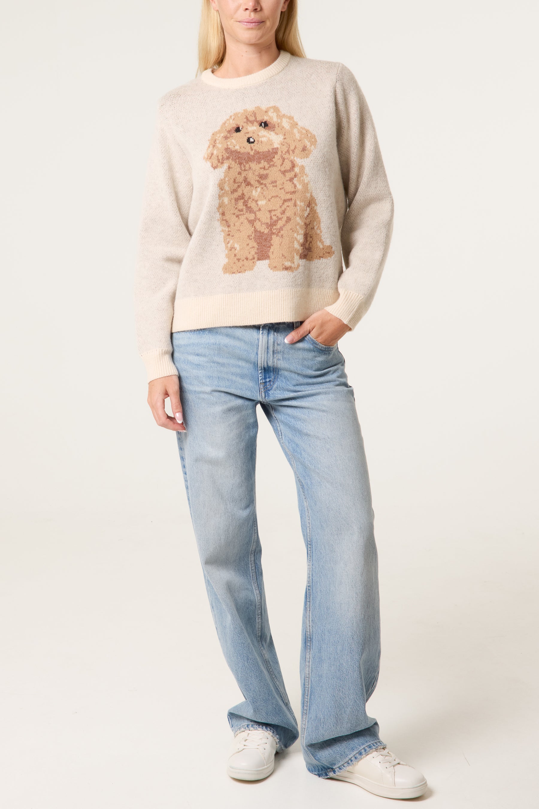 Knitted Round Neck Dog Jumper