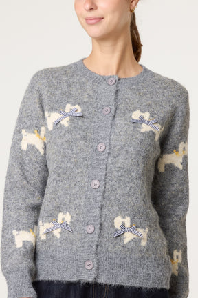 Button Through Knit Cardigan With Bow Details