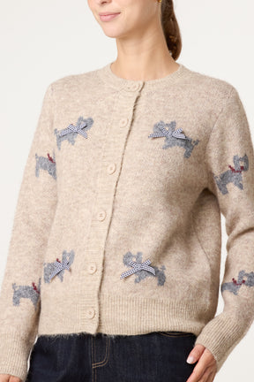 Button Through Knit Cardigan With Bow Details