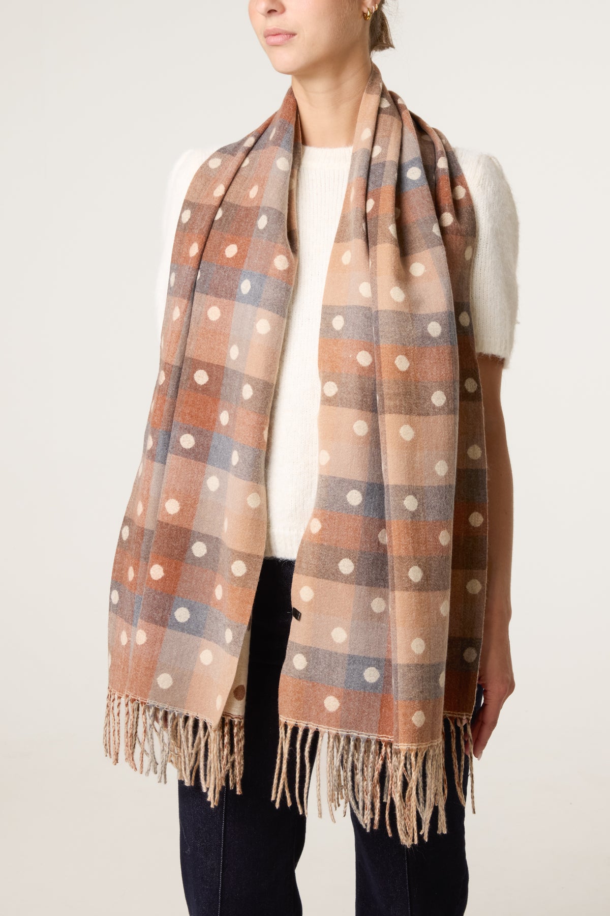 Polka Dot & Stripes Patterned Scarf