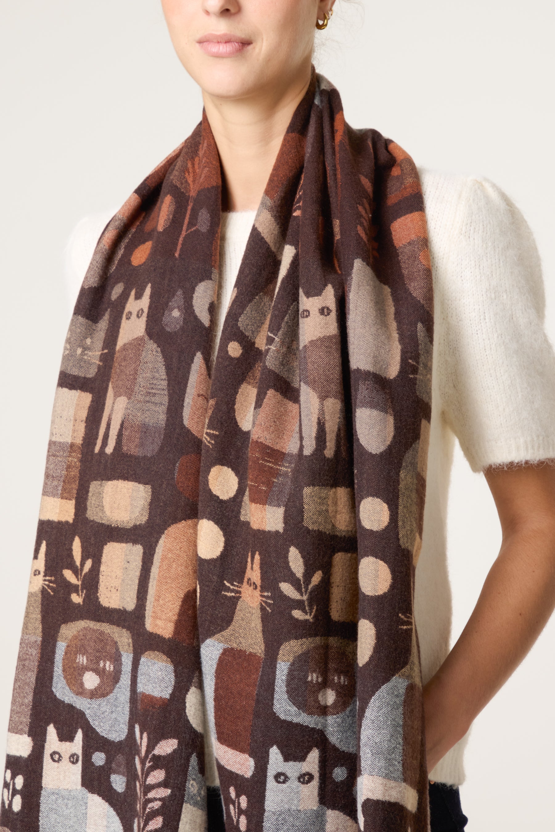Modern Cat Print Scarf