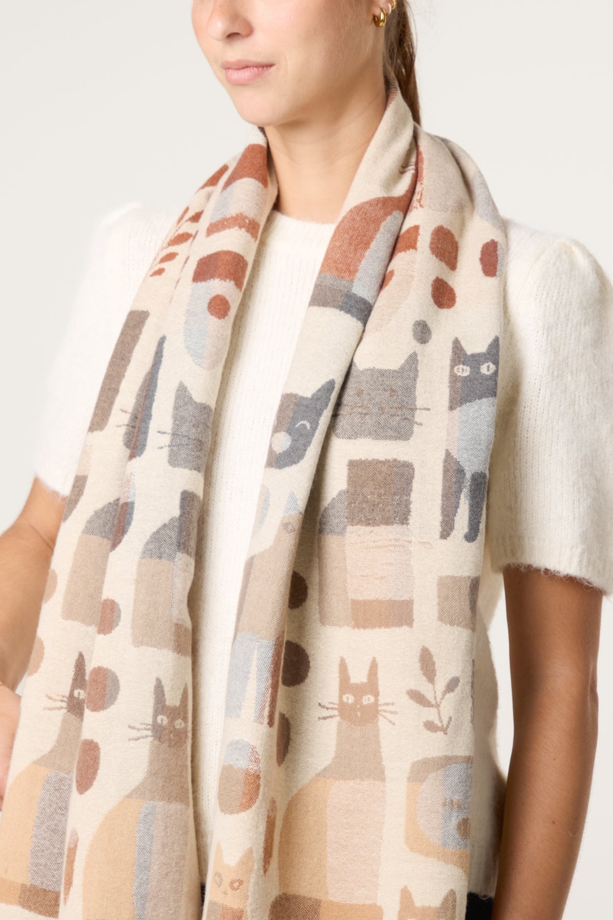 Modern Cat Print Scarf