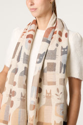 Modern Cat Print Scarf