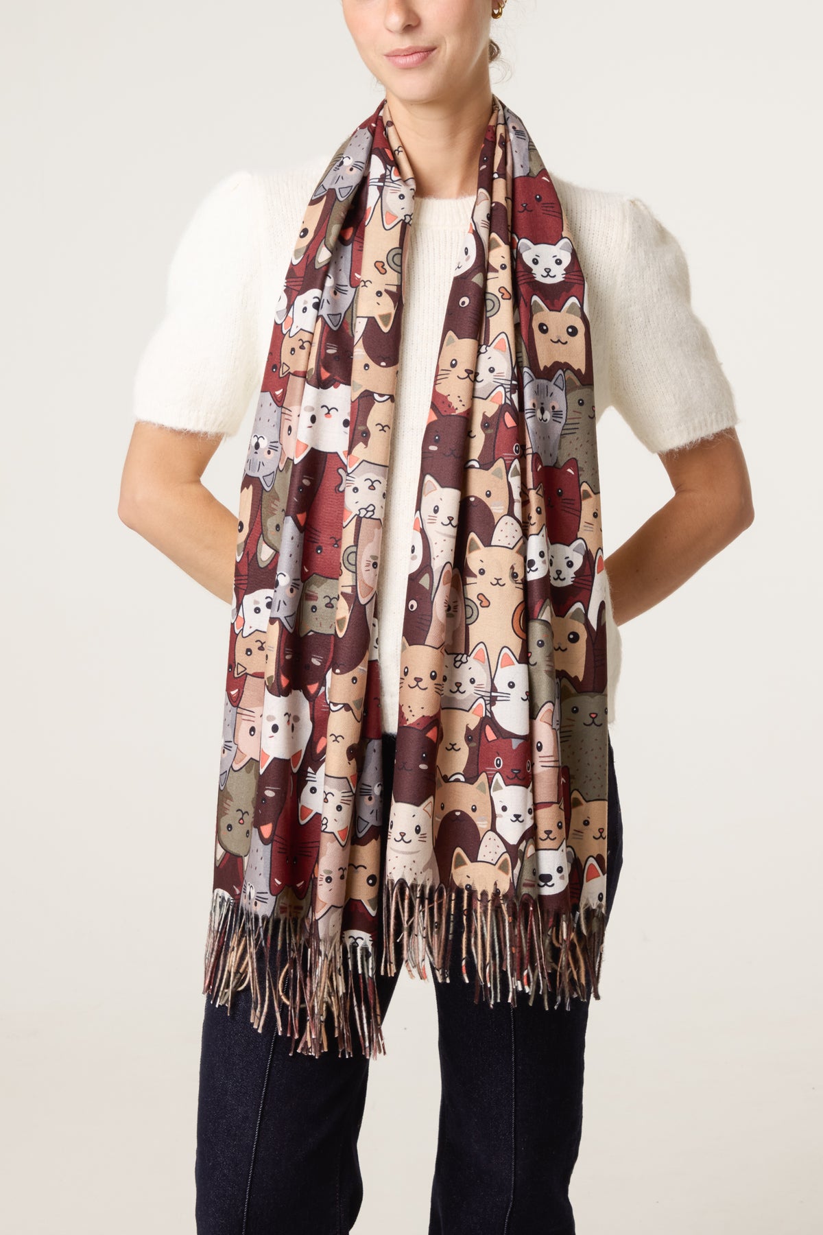 Cute Cats Illustration Print Scarf