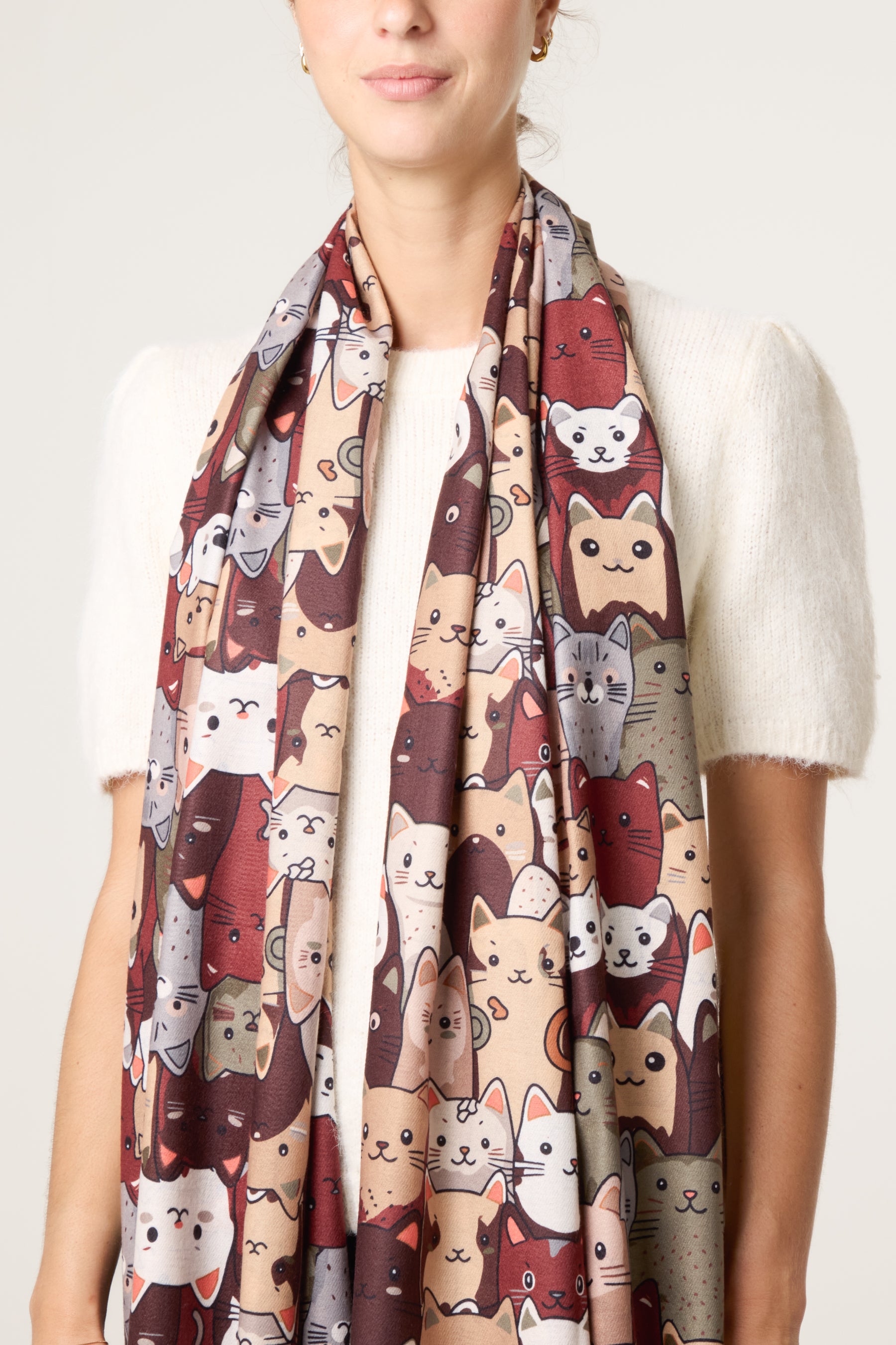 Cute Cats Illustration Print Scarf