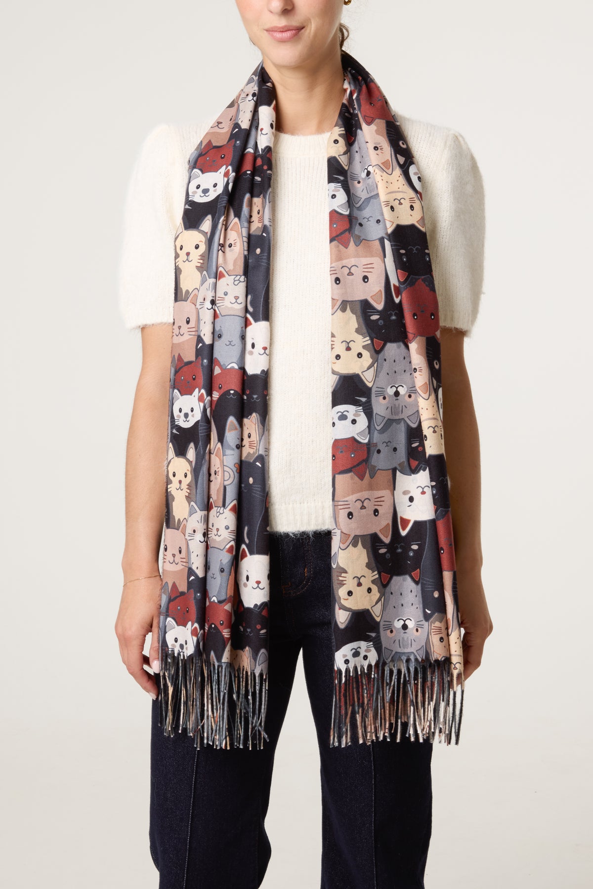 Cute Cats Illustration Print Scarf
