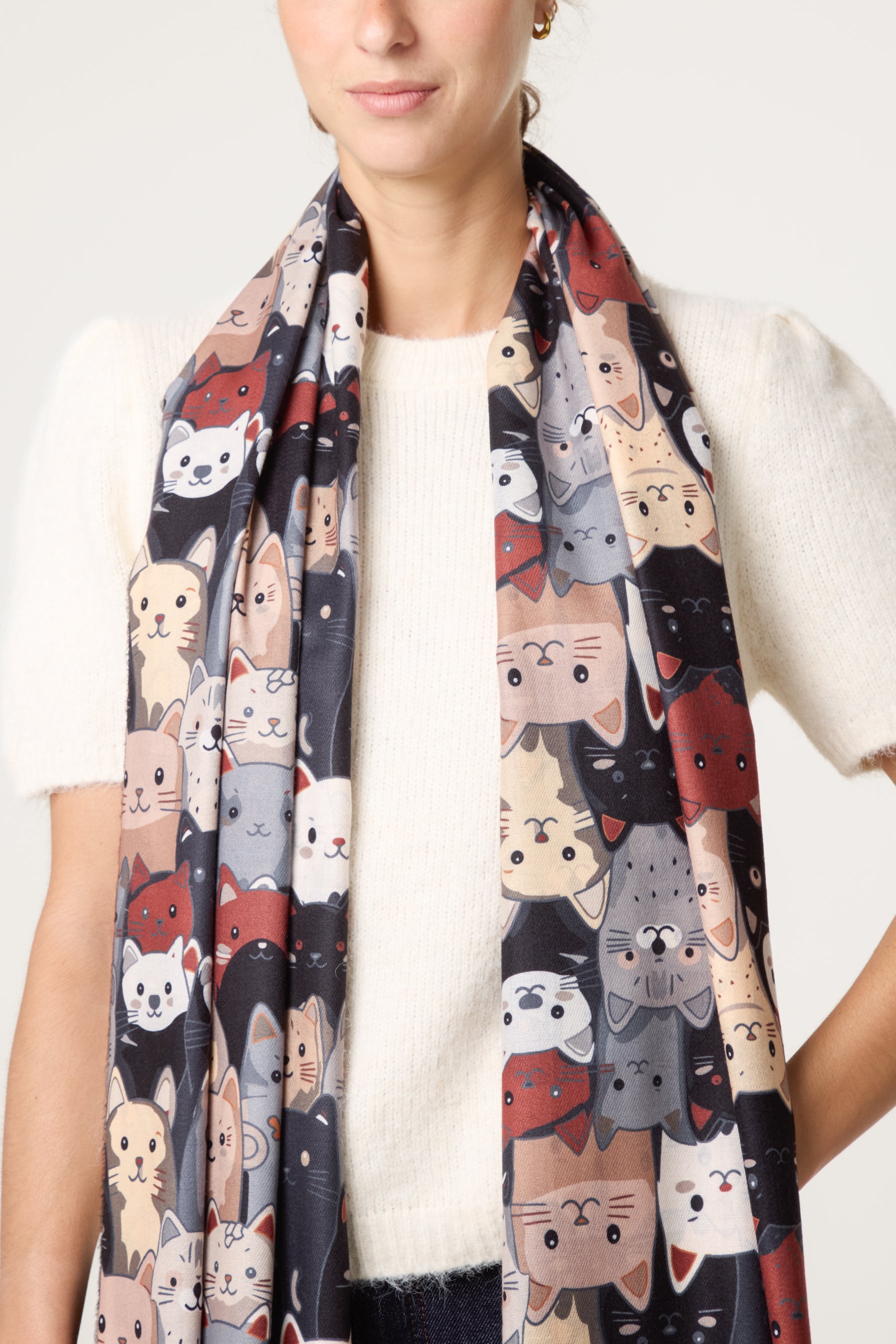 Cute Cats Illustration Print Scarf