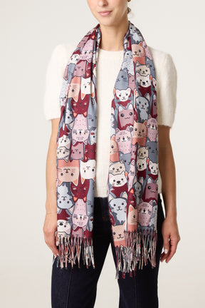 Cute Cats Illustration Print Scarf