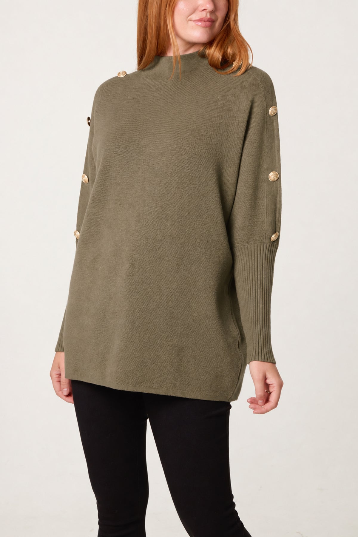 Military Button Knitted Jumper