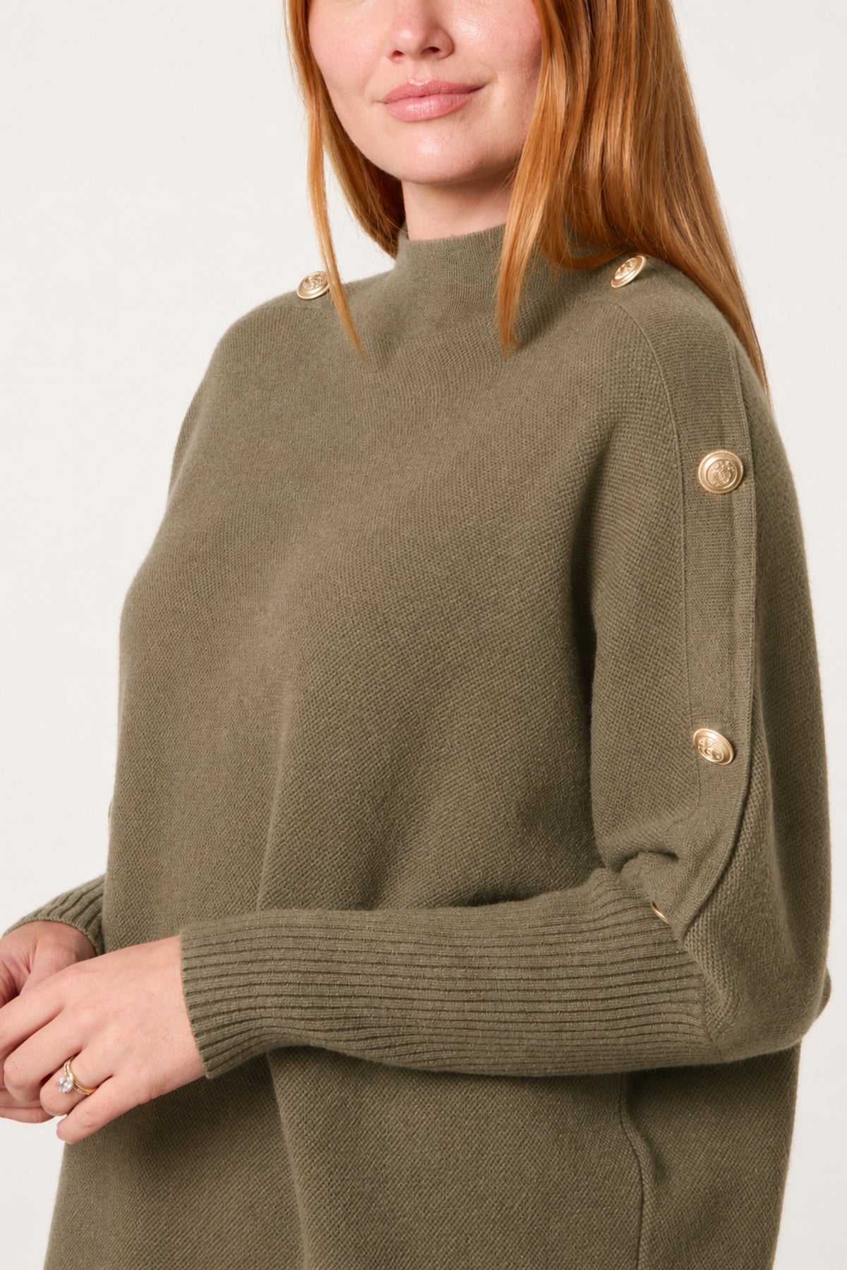 Military Button Knitted Jumper