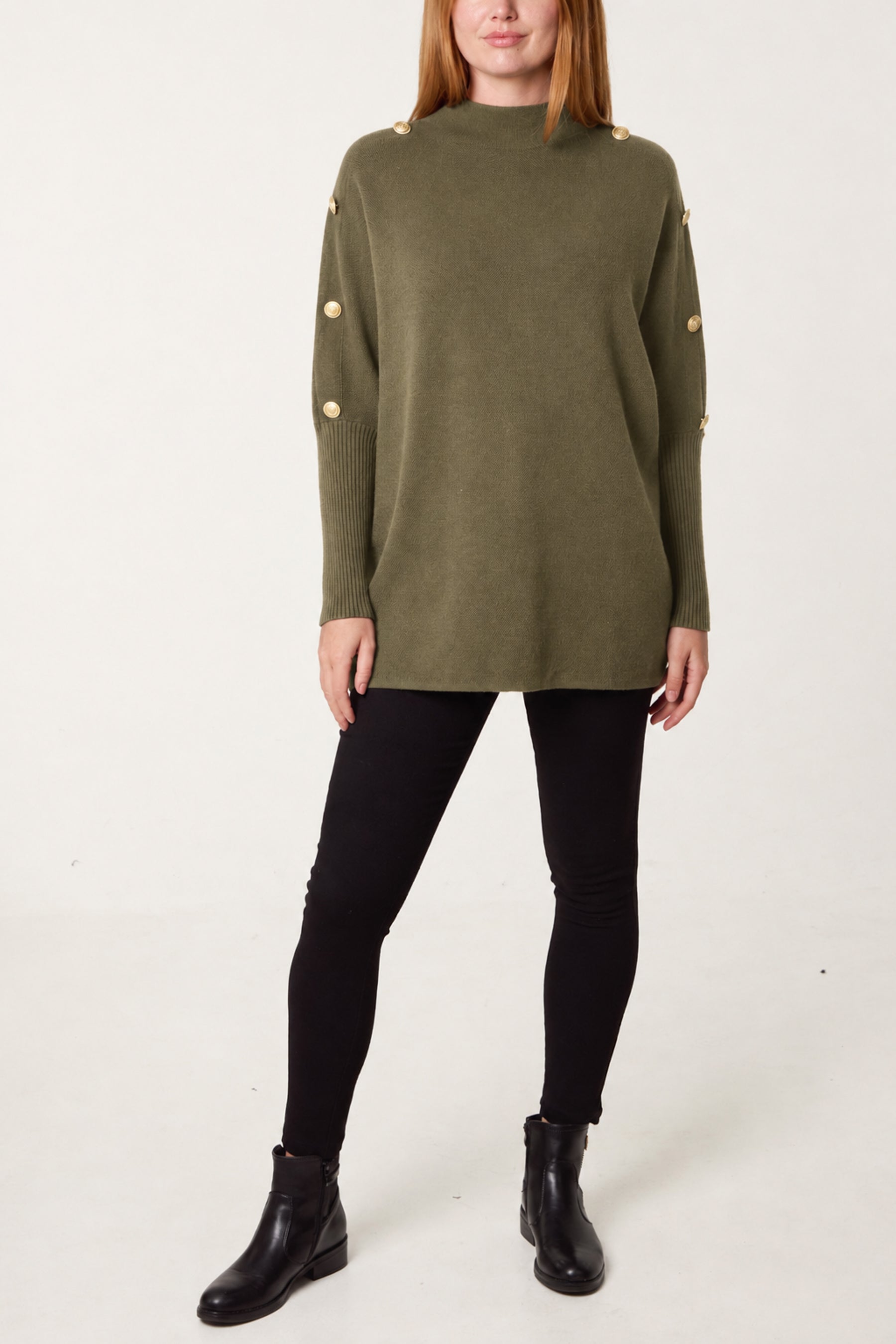 Military Button Knitted Jumper