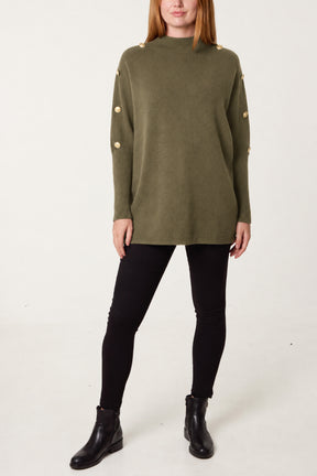 Military Button Knitted Jumper