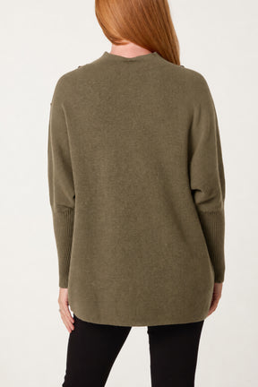 Military Button Knitted Jumper