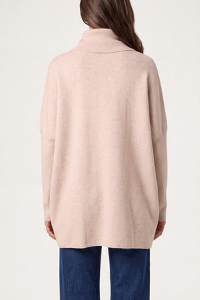 Square Hammered Button Cowl Neck Jumper