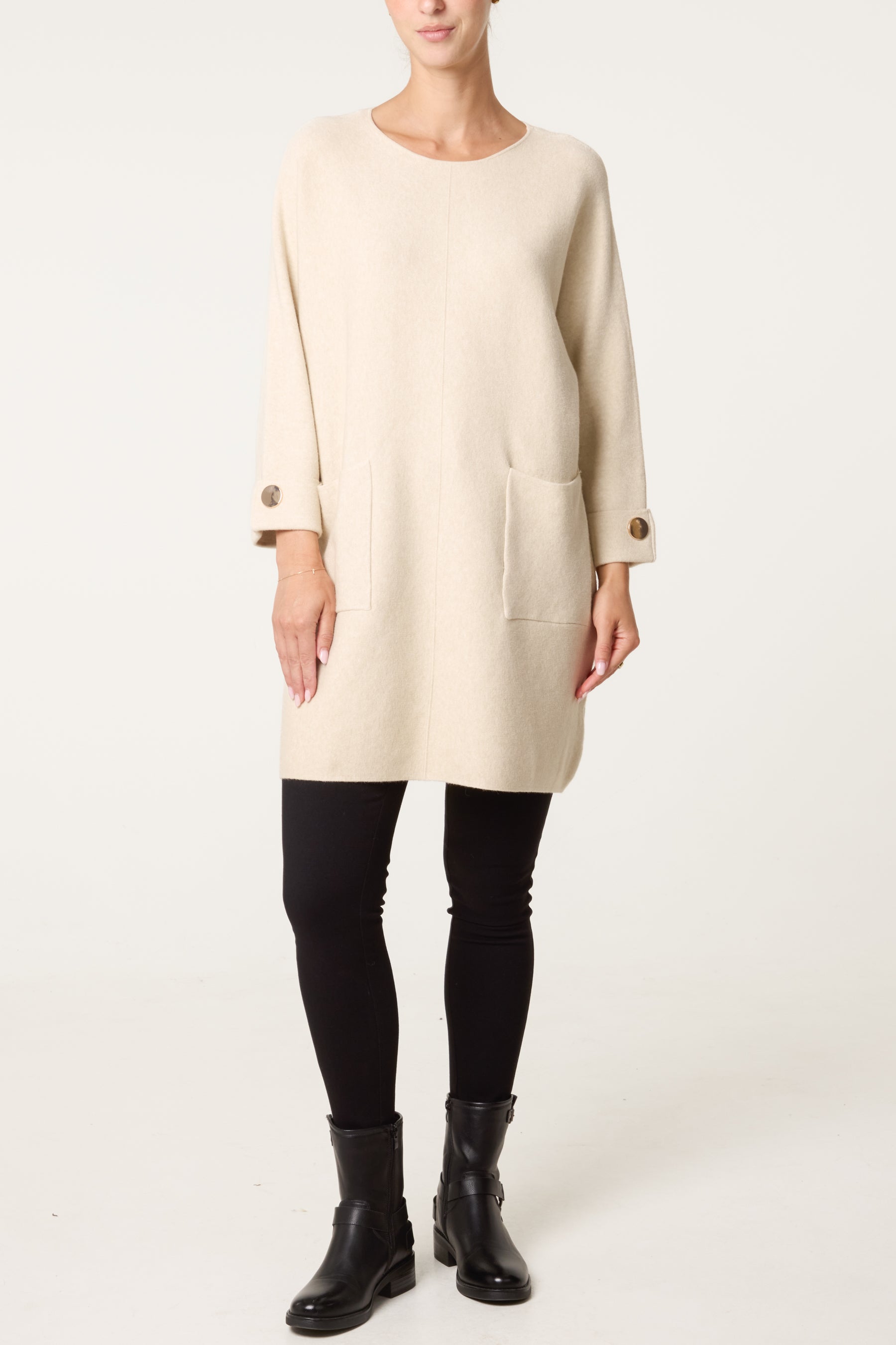Button Detail Seam Pocket Jumper