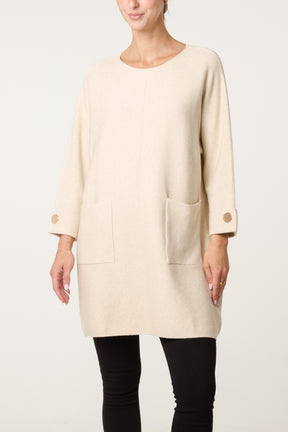 Button Detail Seam Pocket Jumper