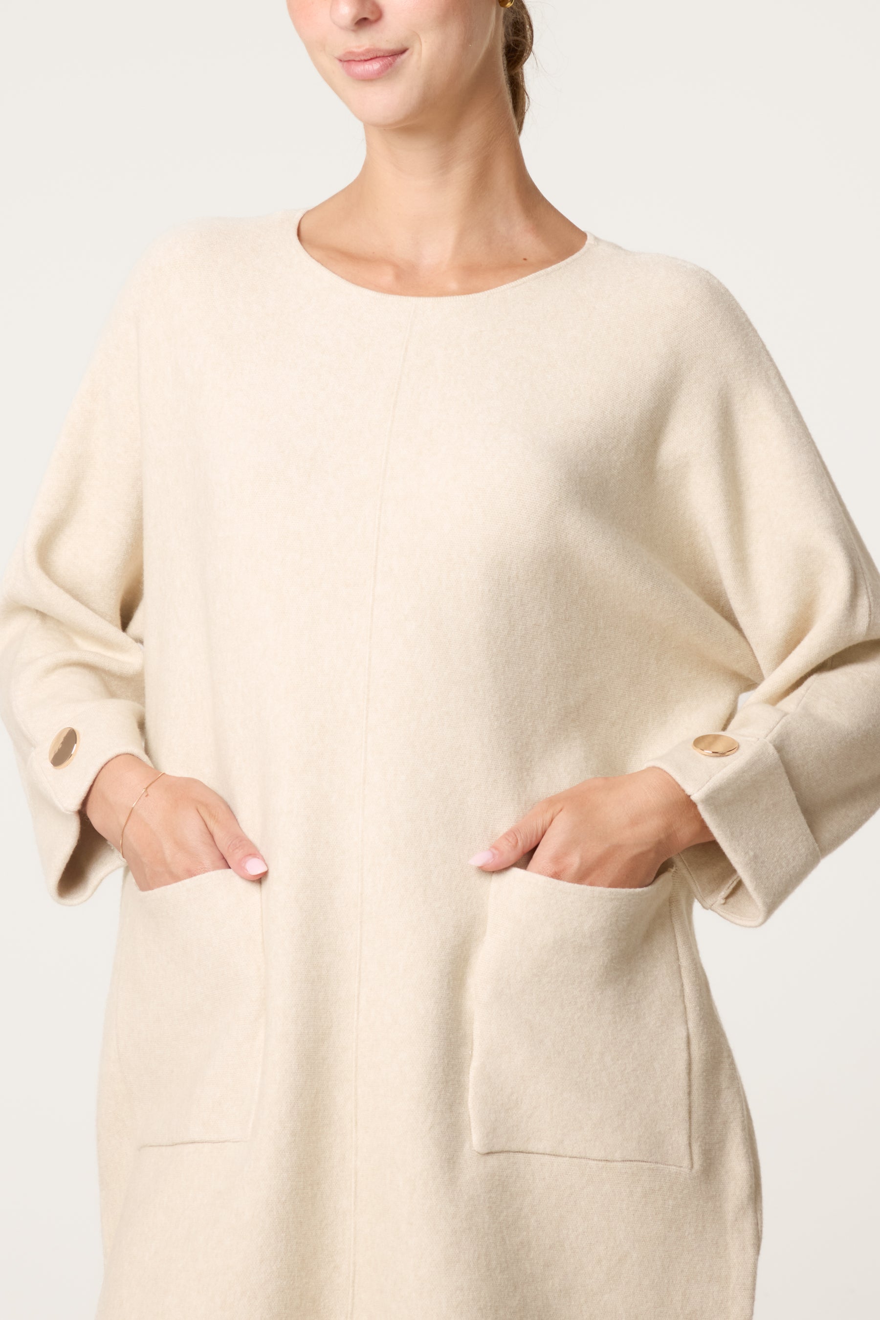 Button Detail Seam Pocket Jumper