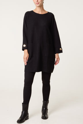 Button Detail Seam Pocket Jumper