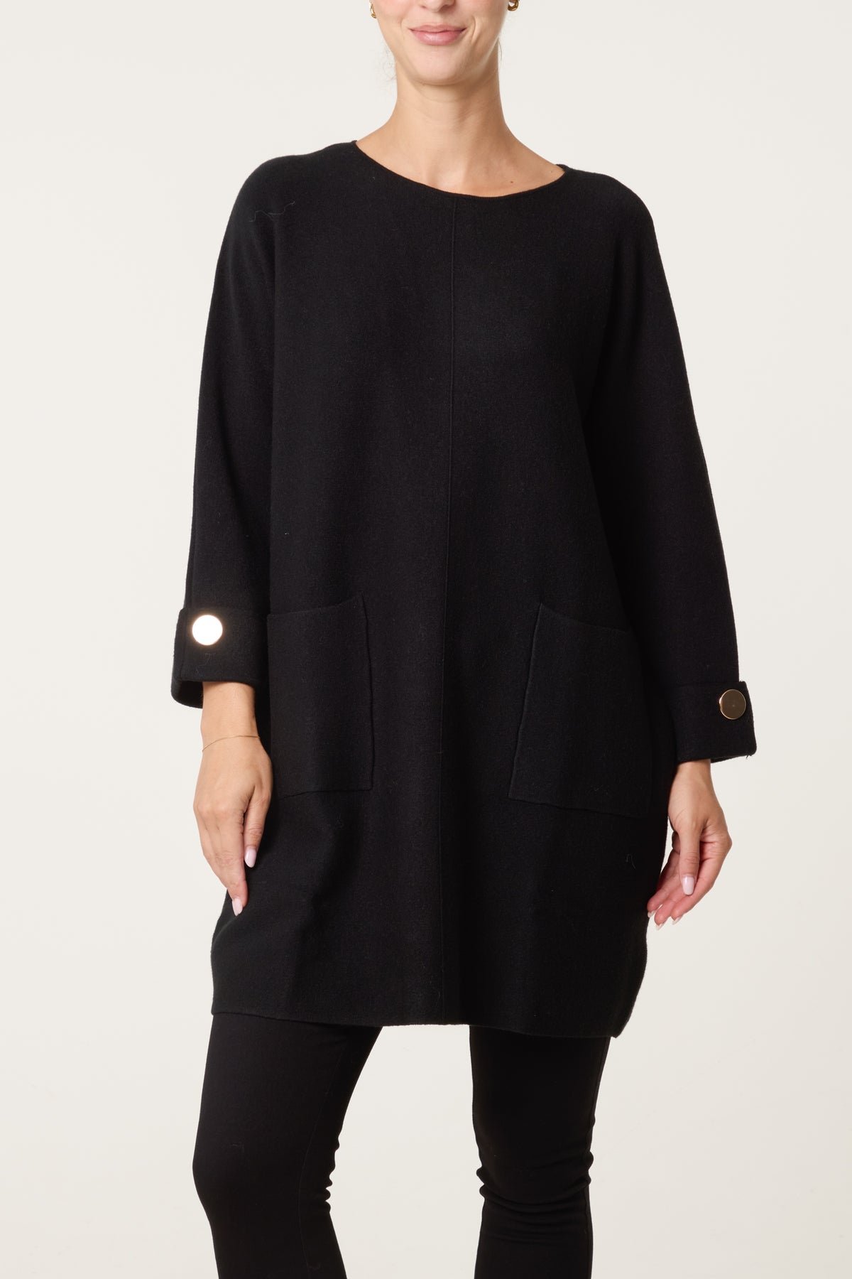 Button Detail Seam Pocket Jumper