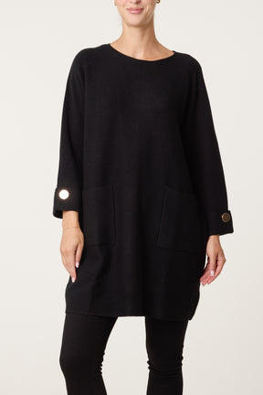 Button Detail Seam Pocket Jumper