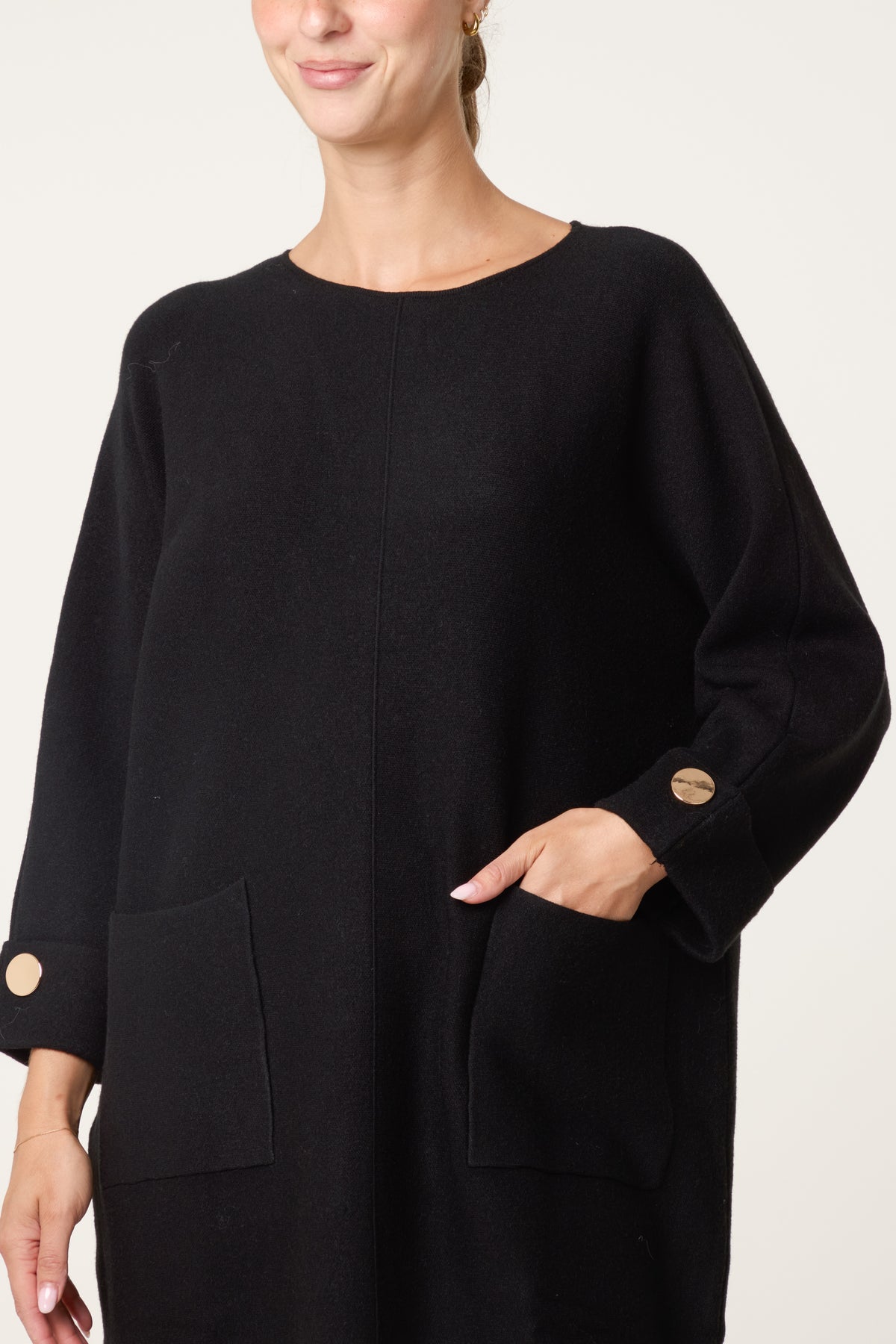 Button Detail Seam Pocket Jumper