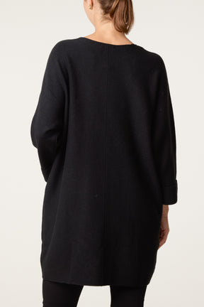 Button Detail Seam Pocket Jumper