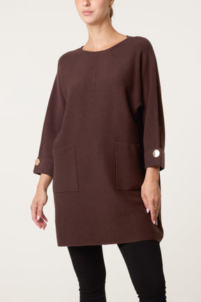 Button Detail Seam Pocket Jumper