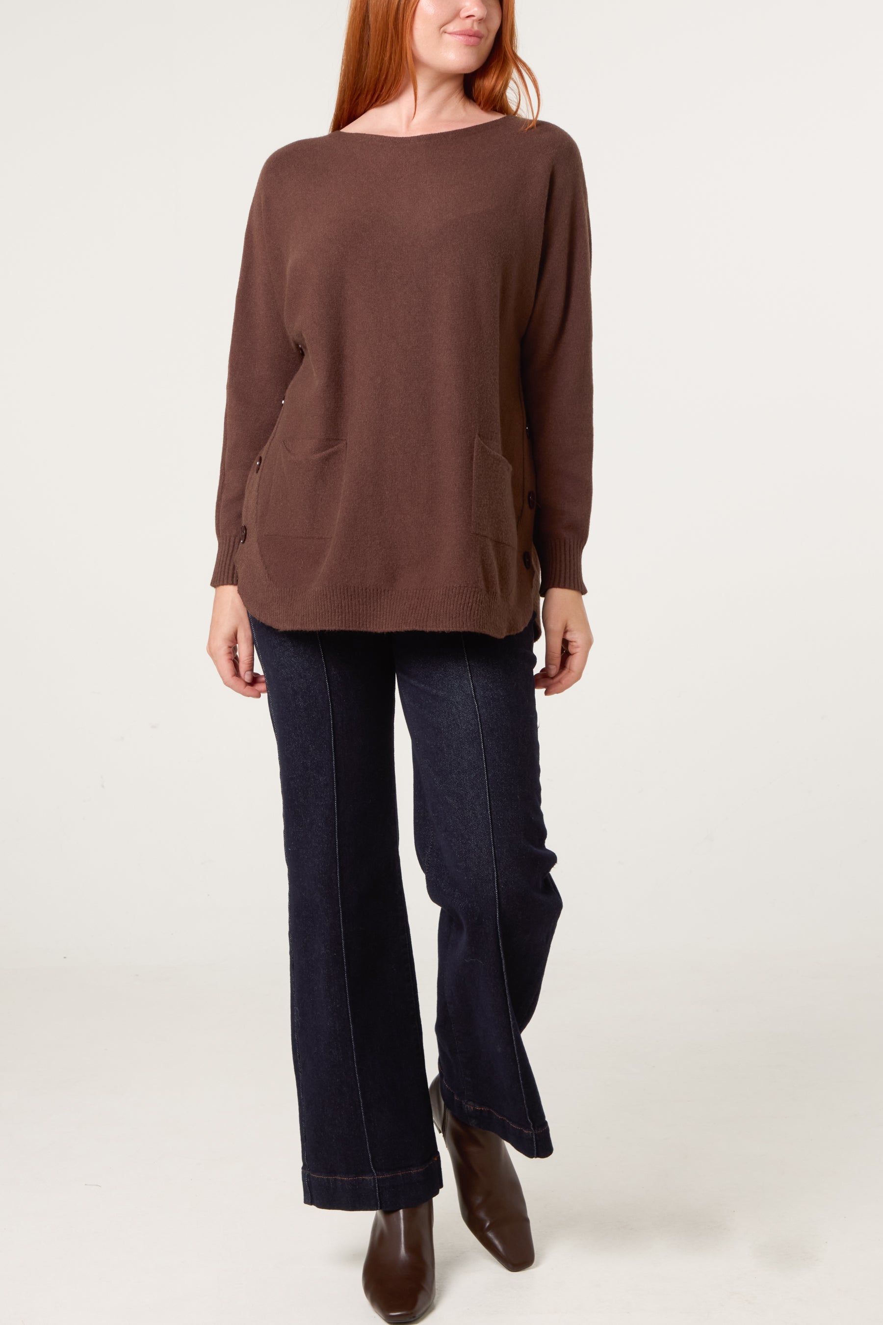 Side Button Detail Jumper With Pockets