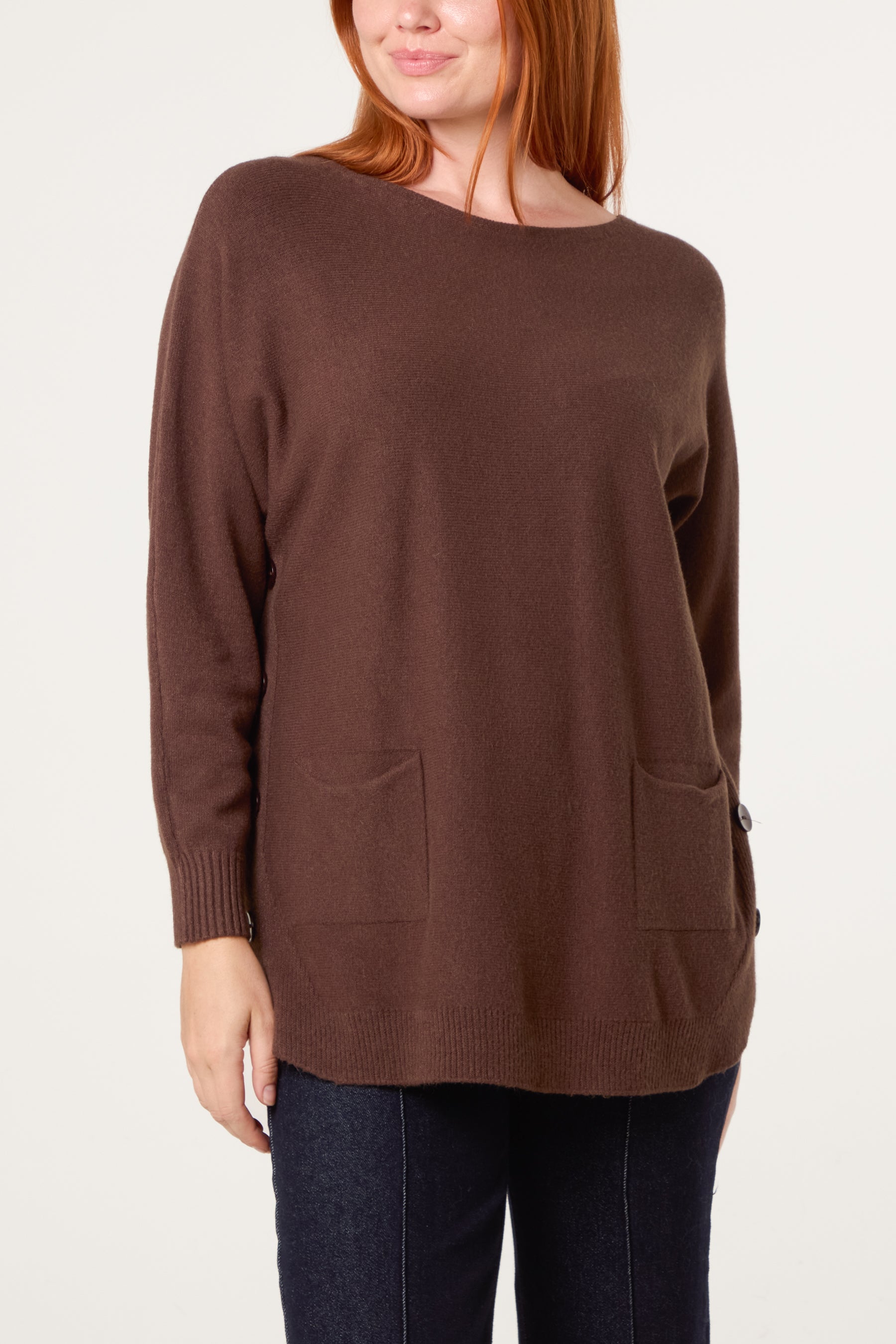 Side Button Detail Jumper With Pockets