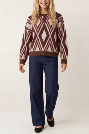 Diamond Knit Polo Jumper