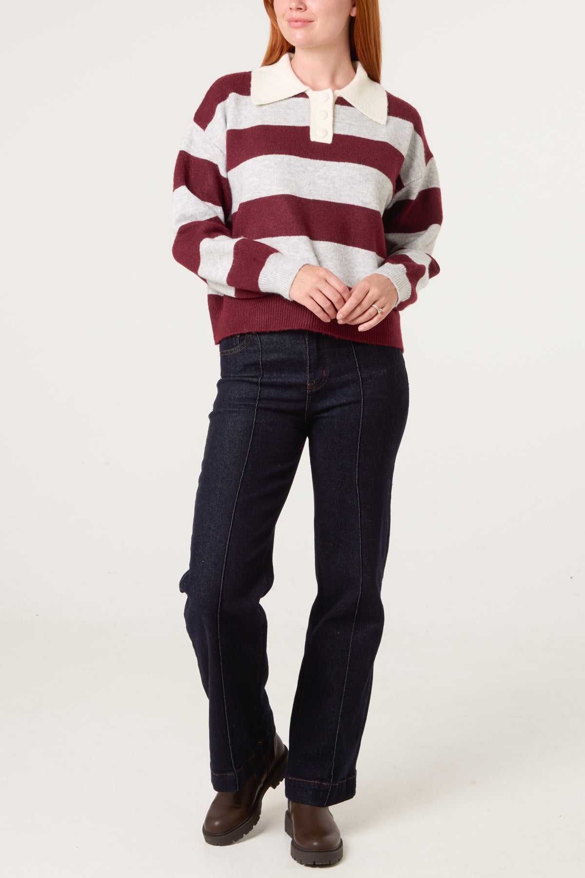 Stripe Knit Polo Jumper