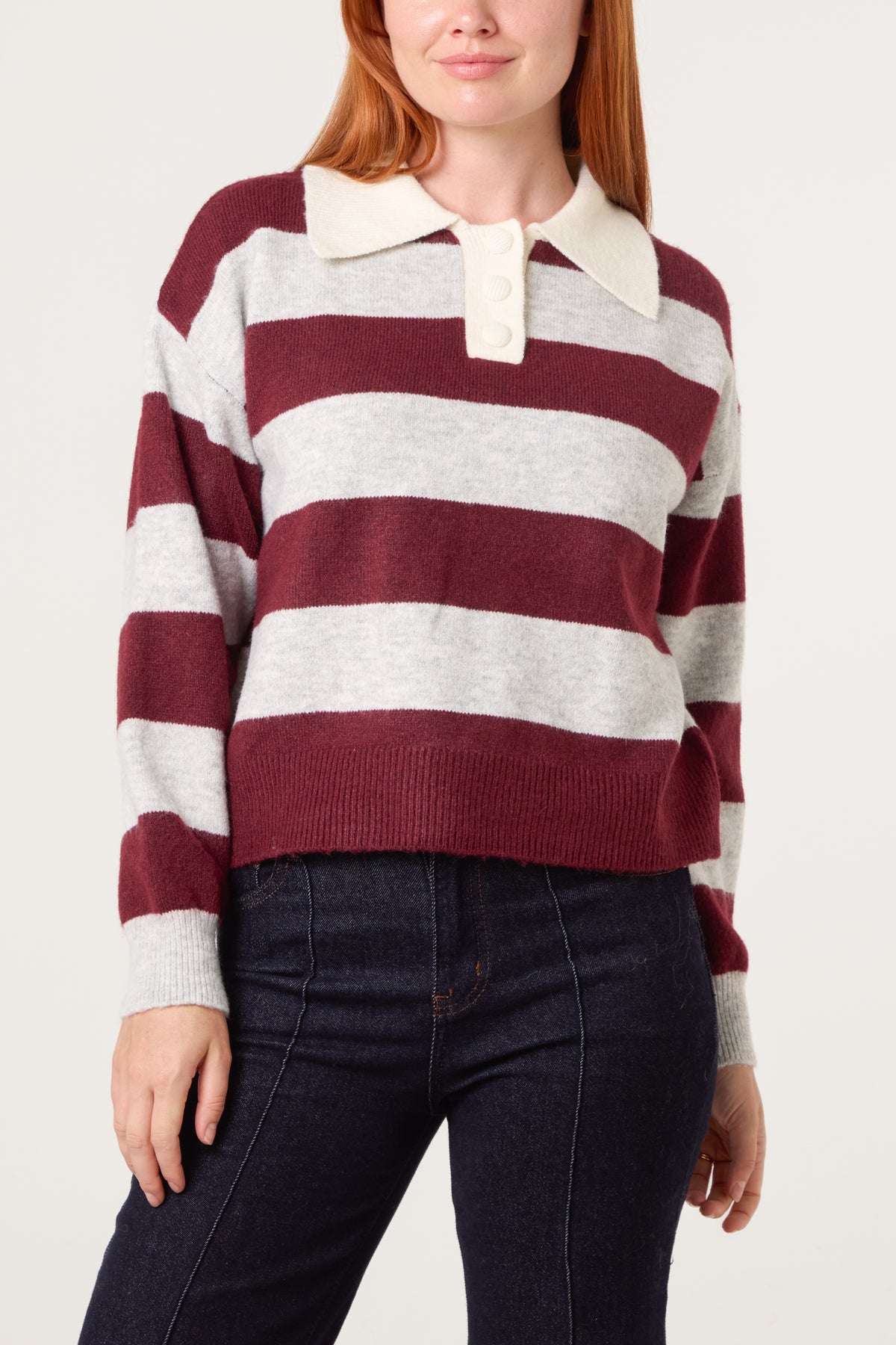 Stripe Knit Polo Jumper