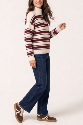 Stripe Knit Zip Top Jumper
