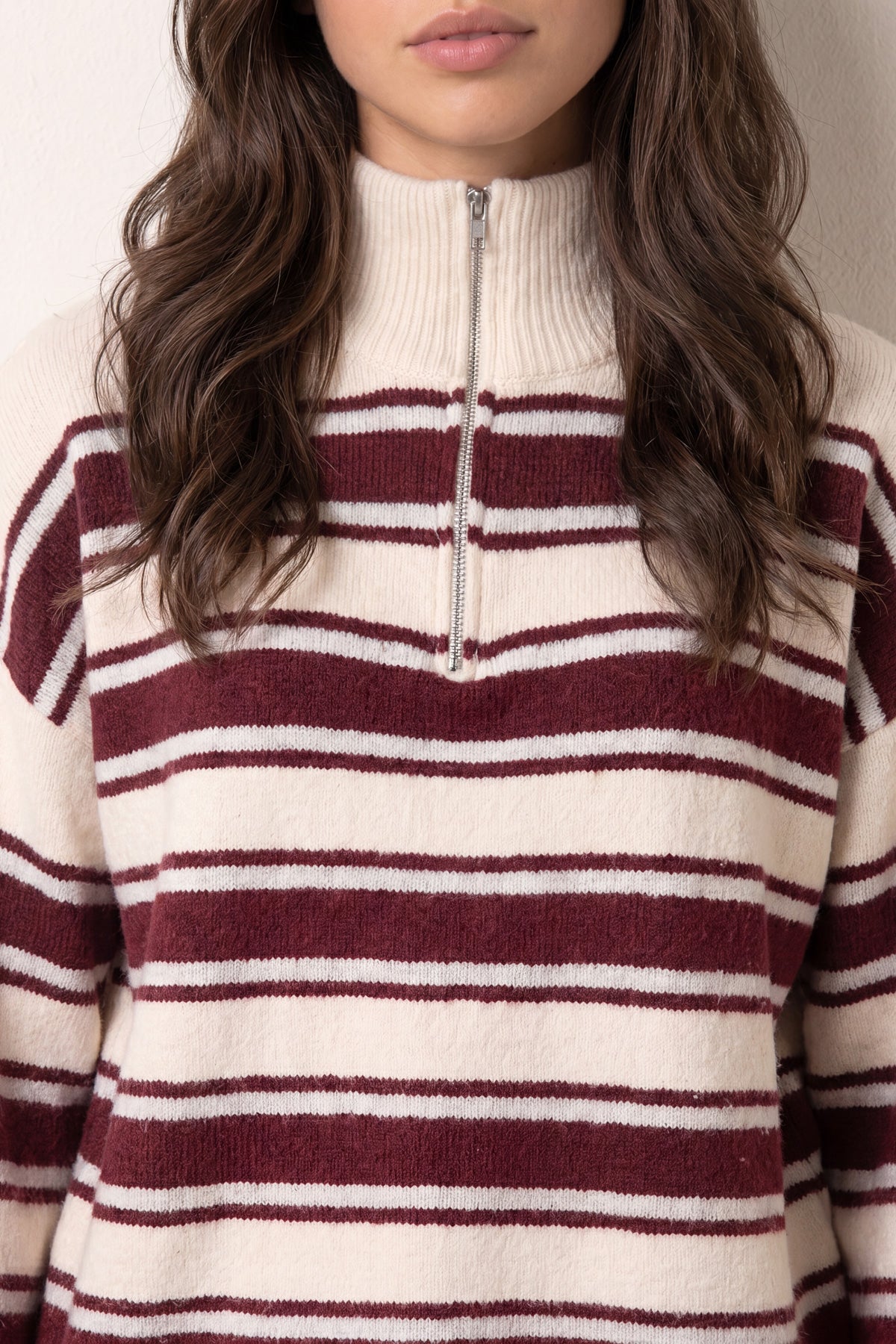 Stripe Knit Zip Top Jumper