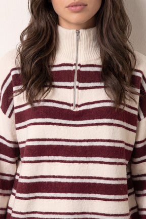 Stripe Knit Zip Top Jumper