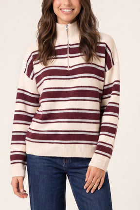Stripe Knit Zip Top Jumper