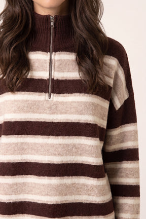 Stripe Knit Zip Top Jumper