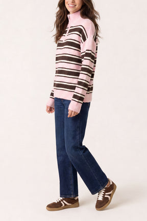 Stripe Knit Zip Top Jumper