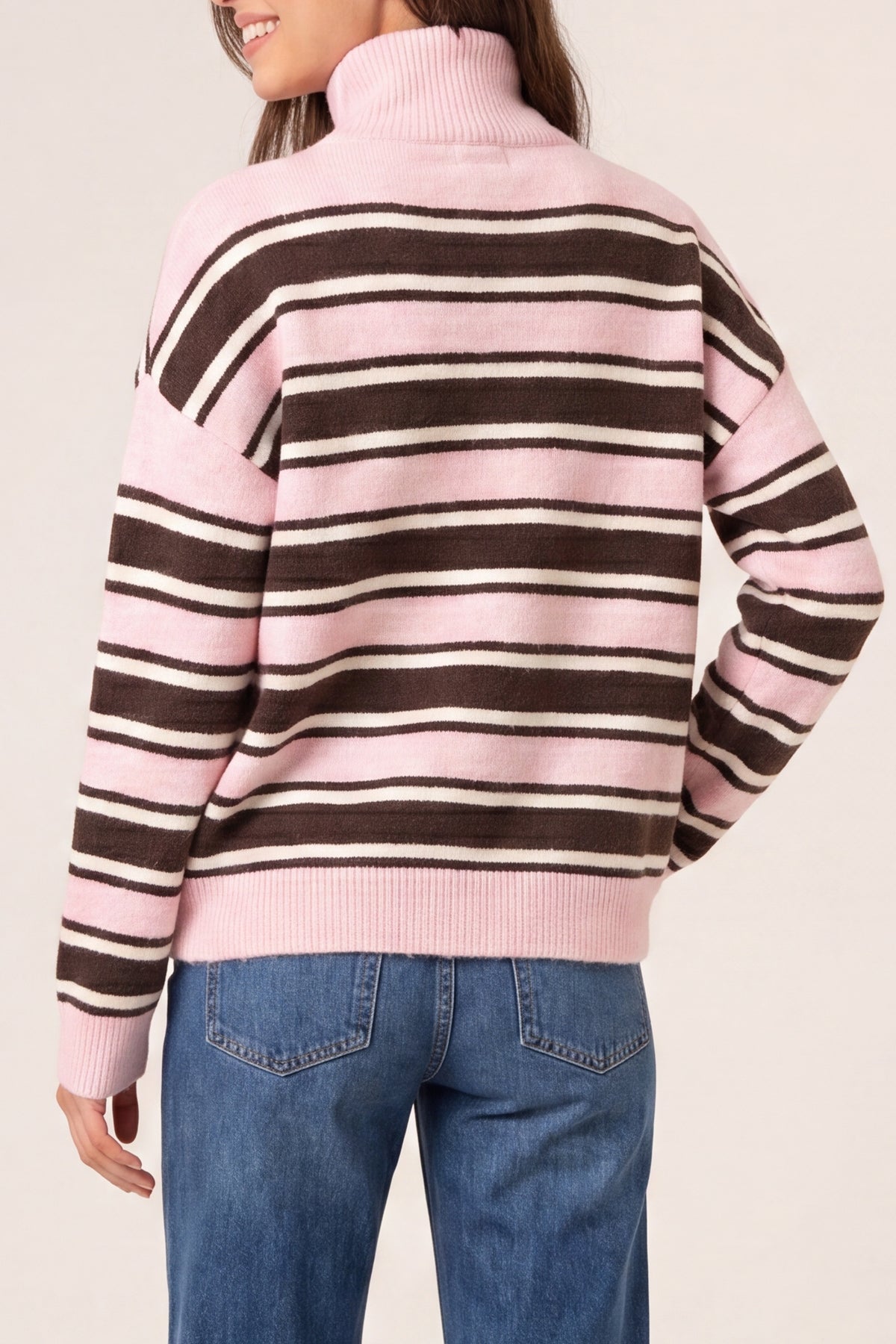 Stripe Knit Zip Top Jumper