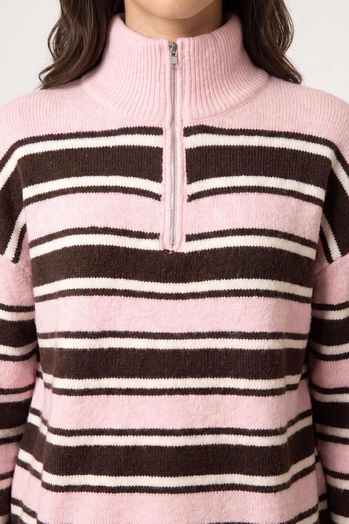 Stripe Knit Zip Top Jumper