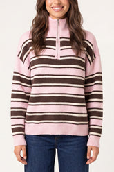 Stripe Knit Zip Top Jumper