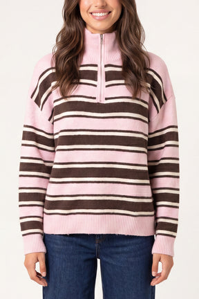 Stripe Knit Zip Top Jumper