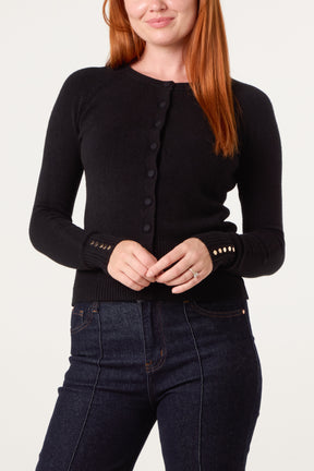 Essential Crew Neck Knit Cardigan