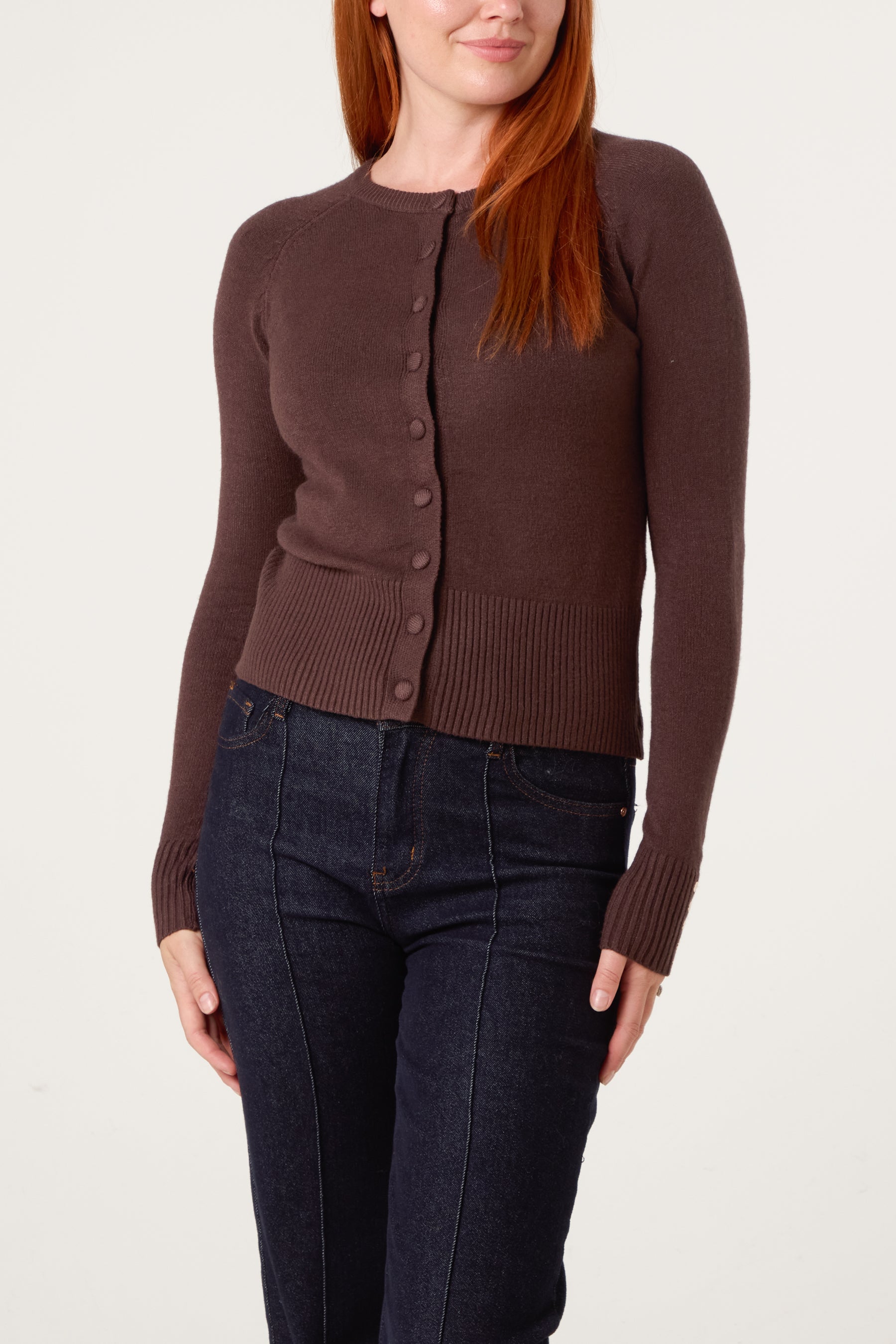 Essential Crew Neck Knit Cardigan