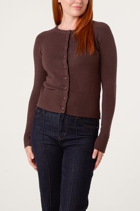 Essential Crew Neck Knit Cardigan