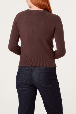 Essential Crew Neck Knit Cardigan