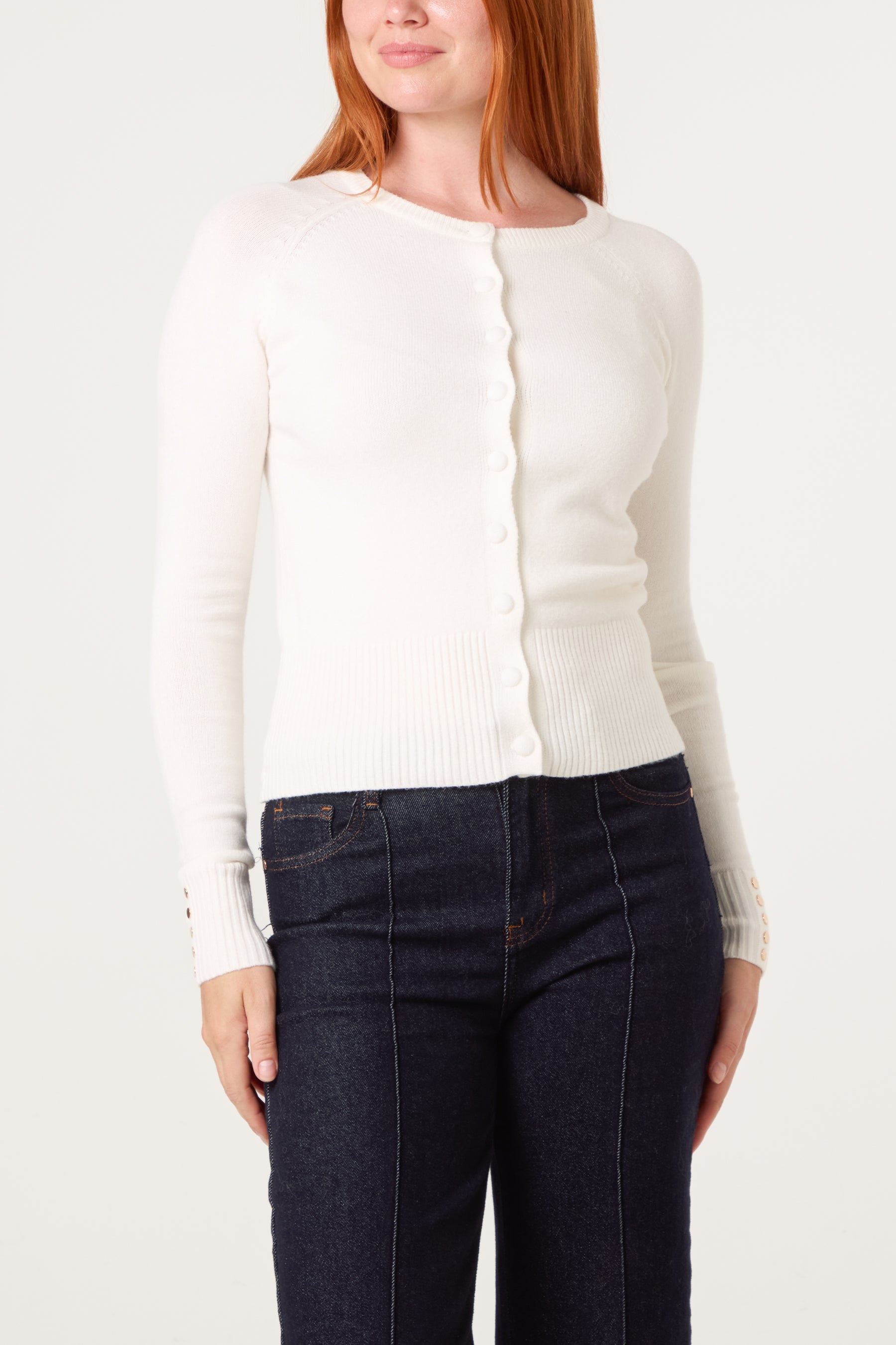 Essential Crew Neck Knit Cardigan