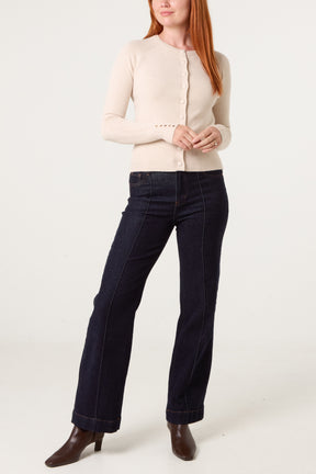 Essential Crew Neck Knit Cardigan