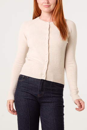 Essential Crew Neck Knit Cardigan