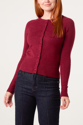 Essential Crew Neck Knit Cardigan
